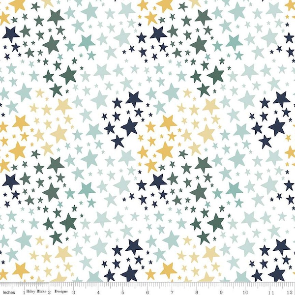 It's a Boy Stars C13254 White by Riley Blake Designs - Star - Quilting Cotton Fabric