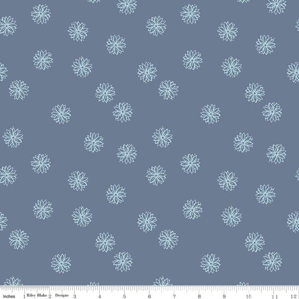 Butterfly Blossom Floral C13274 Stone Blue by Riley Blake Designs - Flowers Flower - Quilting Cotton Fabric