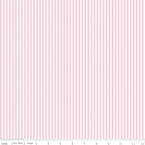 SALE Peony Pink and White 1/8 Eighth Inch Stripe - Riley Blake Designs - Quilting Cotton Fabric