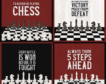 I'd Rather Be Playing Chess Panel P11264 by Riley Blake Designs - Sayings Boards Pieces - Quilting Cotton Fabric