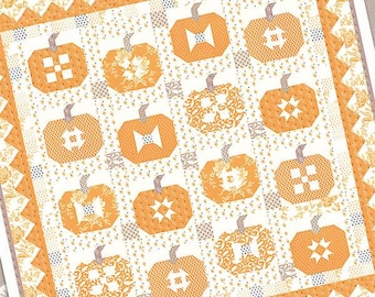 SALE Pumpkins & Cream Quilt Pattern FT-1465 by Fig Tree Co - Moda Fabrics - INSTRUCTIONS Only - Piecing - Square Quilt