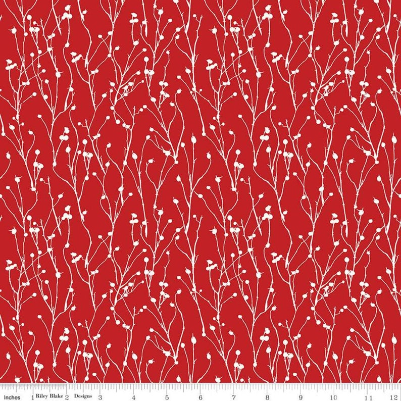 Thin Twigs Berries SALE Classic Caskata Twigs C10384 Red Quilting Cotton Fabric Riley Blake Designs