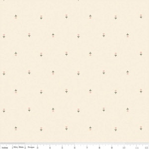 Blush &#39;n Butterscotch Tulips C15591 Cream by Riley Blake Designs - Scattered Small Flowers Floral - Quilting Cotton Fabric