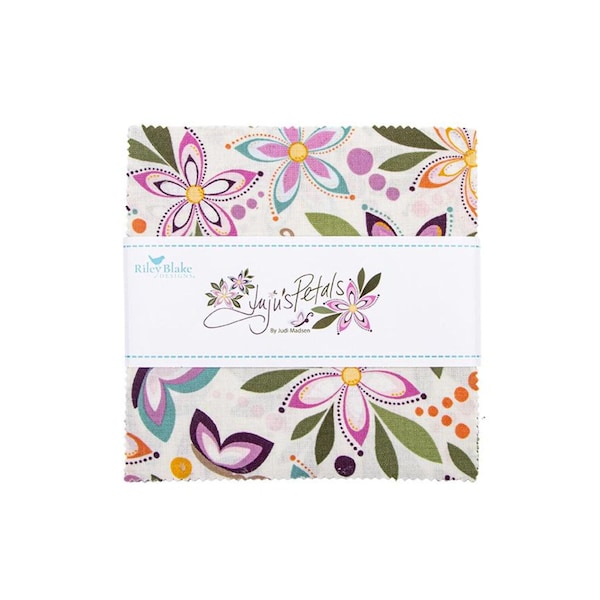 SALE Juju's Petals 5" Stacker Bundle - Riley Blake Designs - 42-Piece Precut  - Nature Plants - Quilting Cotton Fabric