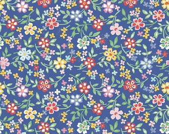 3-Yard cut- Always in Season Blooming Bright WIDEBACK WB15111 Blue - Riley Blake - 108" - Quilting Cotton Fabric