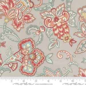 SALE Sandalwood Fleur 44382 Moonbeam - Moda Fabrics - Paisley Floral Flowers Leaves Abstract Leaf - Quilting Cotton Fabric