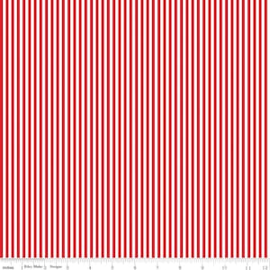 SALE Red and White 1/8 Eighth Inch Stripe by Riley Blake Designs - Patriotic Independence - Quilting Cotton Fabric
