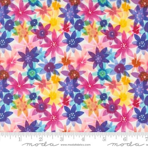 Flower Patches Garden 21827 Rainbow - Moda Fabrics - Floral Blossoms Petals Abstract - Quilting Cotton Fabric