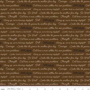 Go West with John Wayne Quotes C12193 Brown - Riley Blake Designs - Cowboy Western Text - Quilting Cotton Fabric - Licensed Product