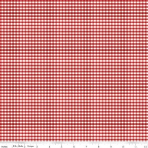 SALE Red and White 1/8" Eighth Inch Small PRINTED Gingham C440 - Riley Blake Designs - Checker - Quilting Cotton Fabric