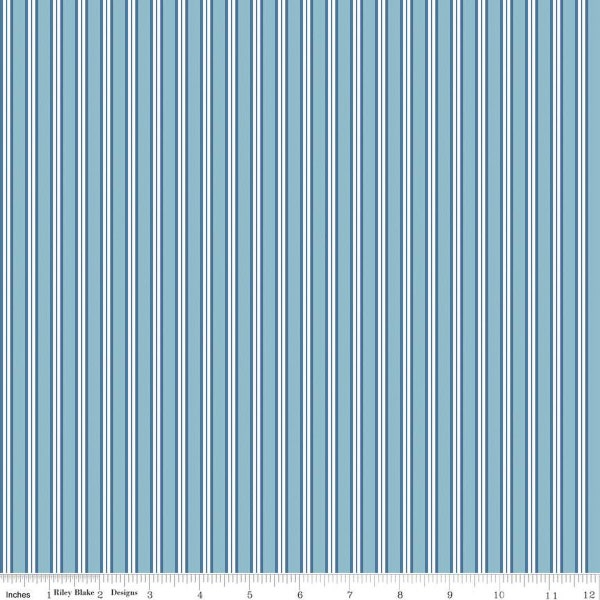 Simply Country Stripes C13415 Dream - Riley Blake Designs - Blue White Stripe Striped - Quilting Cotton Fabric