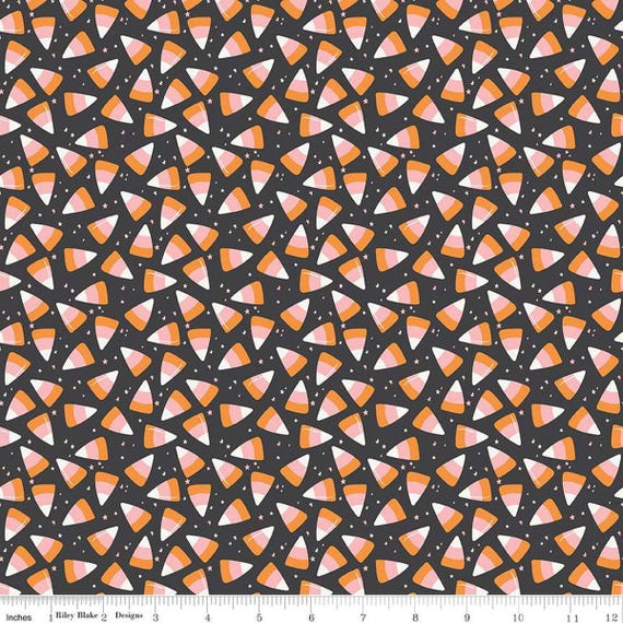 Hey Pumpkin Corn Candy C16035 Charcoal - Riley Blake Designs - Candy Corn Stars Halloween Spooky Season - Quilting Cotton Fabric