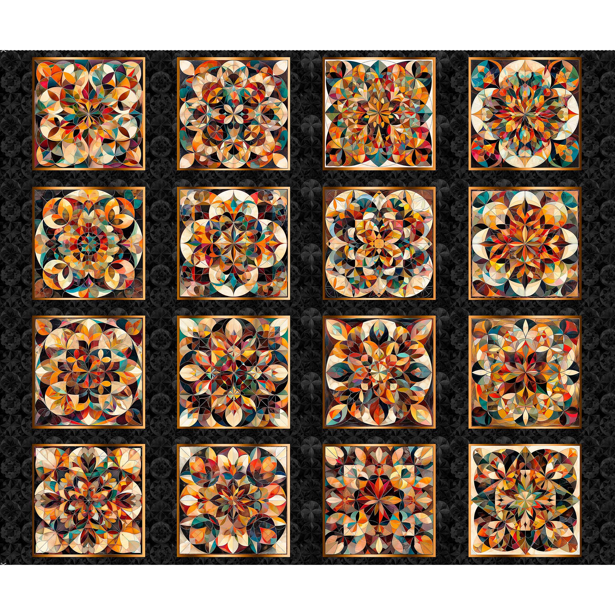 Solstice Kaleidoscope Picture Patches Panel 31227 Black J - QT Fabrics ...