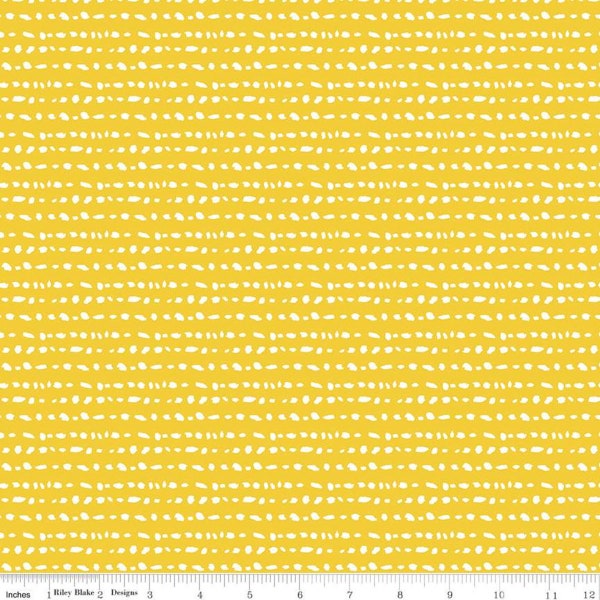 SALE Misty Morning Rows C11585 Dandelion - Riley Blake Designs - Irregular Splotches Yellow - Quilting Cotton Fabric