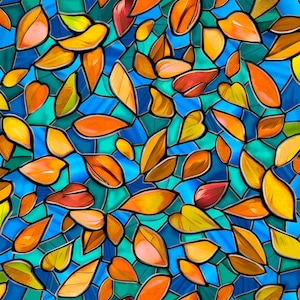 Tree of Life Leaves 30927 Blue B - by QT Fabrics - Leaf Stained Glass Branch Tree - Quilting Cotton Fabric