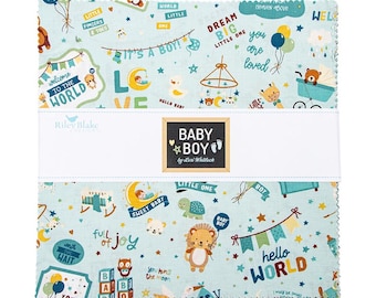 Baby Boy 10" Stacker Bundle - Riley Blake Designs - 42-Piece Precut - Nature Toys Animals - Quilting Cotton Fabric