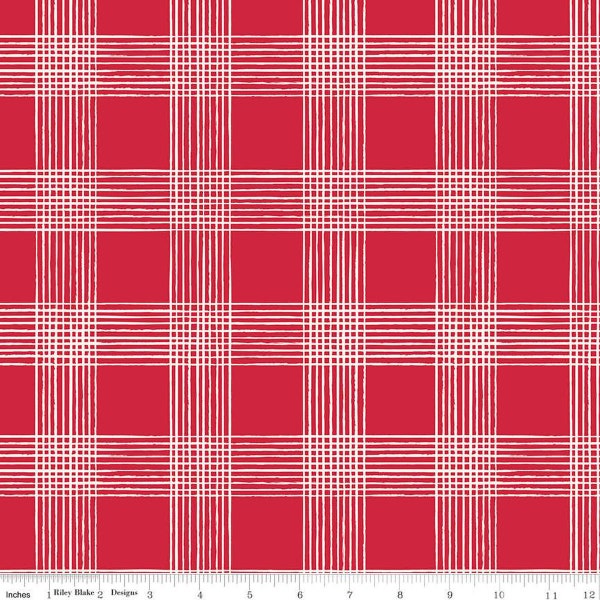 Land of the Brave Plaid C13143 Red by Riley Blake Designs - Patriotic Independence Day Red/Cream - Quilting Cotton Fabric