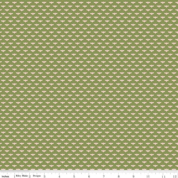 SALE Tea with Bea Bumble C10497 Green - Riley Blake Designs - Bees Bumblebees - Quilting Cotton