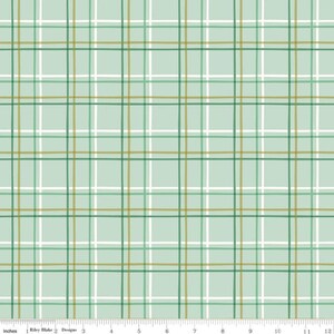 13" End of Bolt - SALE New Dawn Plaid C9857 Mint - Riley Blake Designs - Green Cream - Quilting Cotton Fabric