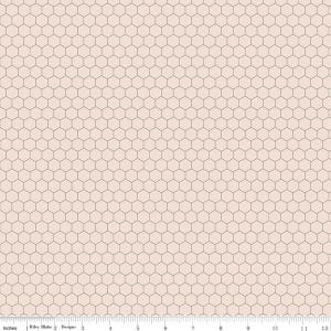 May include: A seamless fabric pattern featuring a repeating honeycomb design. The pattern consists of small, evenly spaced hexagons in a light brown color, set against a pale pink background. The design is suitable for various craft and sewing projects.