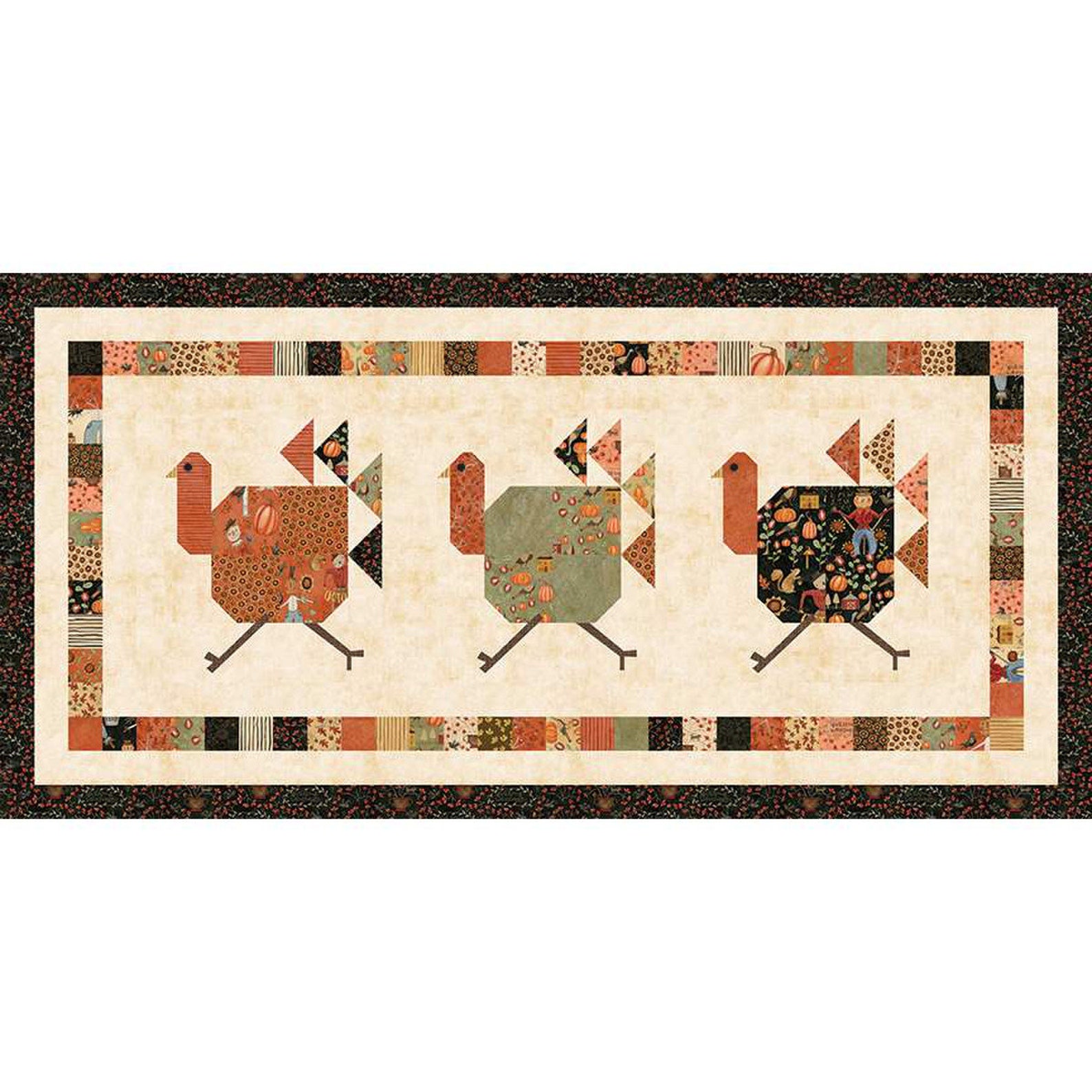 Turkey Trot Table Runner Quilt PATTERN P157 - Sandy Gervais - Riley ...