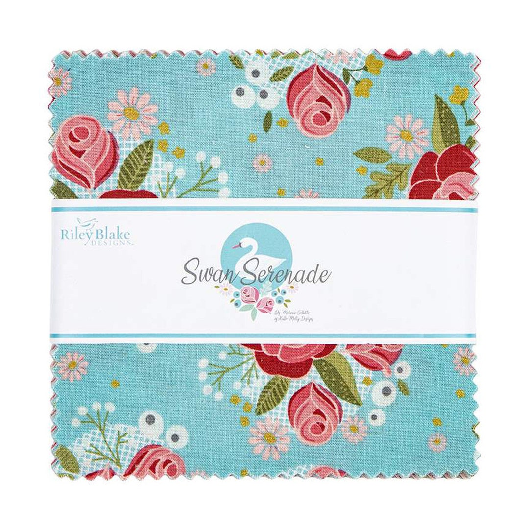 SALE Swan Serenade Charm Pack 5 Stacker Bundle Riley Blake Designs 42 ...