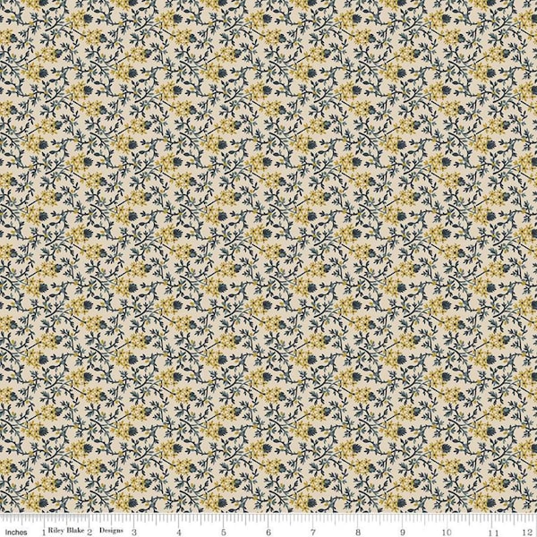 SALE Buttermilk Homestead Vines C11657 Goldenrod - Riley Blake Designs - Floral Flowers Leaves - Quilting Cotton Fabric