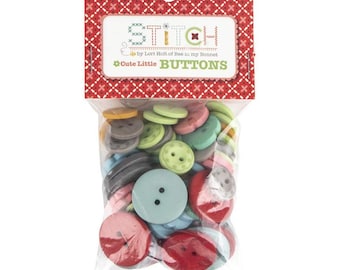 SALE Cute Little Buttons ST-21954 Stitch - Lori Holt - Riley Blake Designs - 75g Bag - Variety of Shapes Colors Sizes