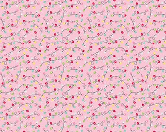 Gingerbread Kisses Lights Pink Christmas Fabric C16446 - Riley Blake Quilting Cotton Fabric