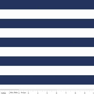 SALE Navy and White 1&quot; One Inch Stripe by Riley Blake Designs - Jersey KNIT cotton  spandex stretch fabric