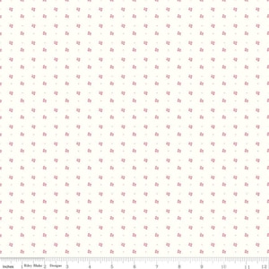SALE Bee Backgrounds Clover C9711 Tea Rose - Riley Blake Designs - Clovers Pin Dots Off White - Lori Holt - Quilting Cotton Fabric