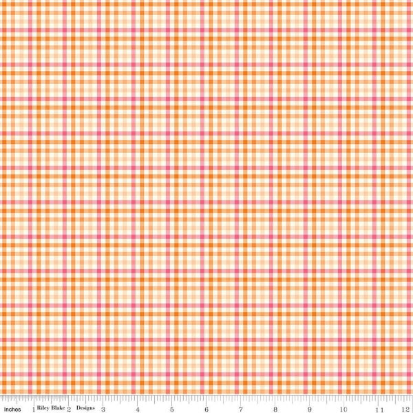 SALE Adel in Summer Plaid C13394 Orange - Riley Blake Designs - 1/8" Check Checks - Quilting Cotton Fabric