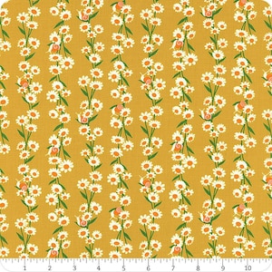 DEAL Carousel Daisy RS0098 Goldenrod - Moda Fabrics - Daisy Chain Floral Flowers Snails Retro - Ru- Star Society - Quilting Cotton Fabric