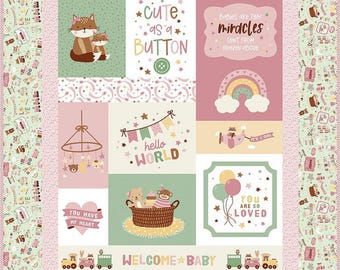 SALE Cute as a Button Girl Panel Quilt KT-16770 - Riley Blake Designs - Box Pattern Fabric - Baby Girl - Quilting Cotton Fabric