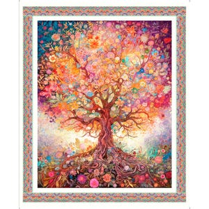 Spring Bling Tree Panel 30766 Multi X - by QT Fabrics - Colorful Vibrant Bright - Quilting Cotton Fabric