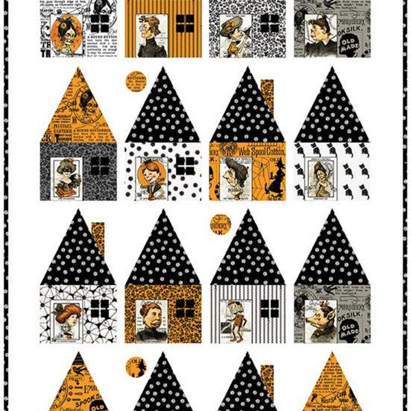 SALE Cabin Chills Quilt PATTERN P149 By J. Wecker Frisch - Riley Blake Designs - INSTRUCTIONS only - Halloween Pieced Houses Old Made