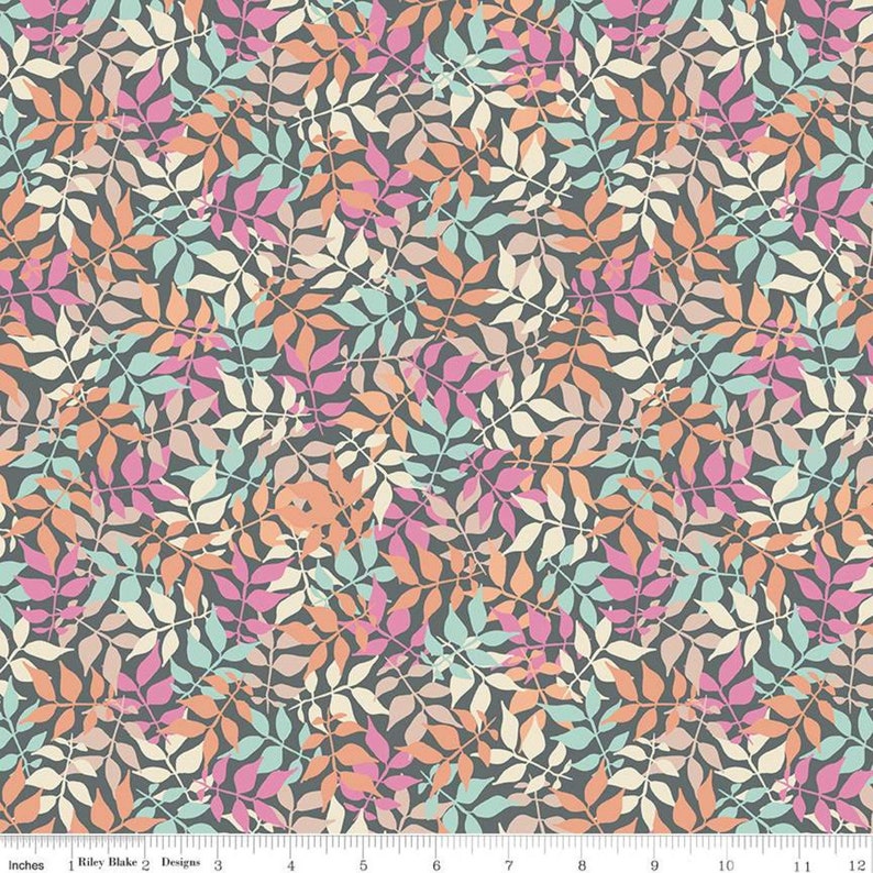 SALE Meadow Lane Leaves C10122 Gray Riley Blake Designs Etsy
