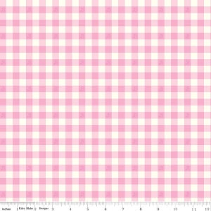 SALE Barbie World Barbie PRINTED Gingham CD15024 Pink - Official Licensed Product - Doll Logo Pink/Cream - Quilting Cotton Fabric