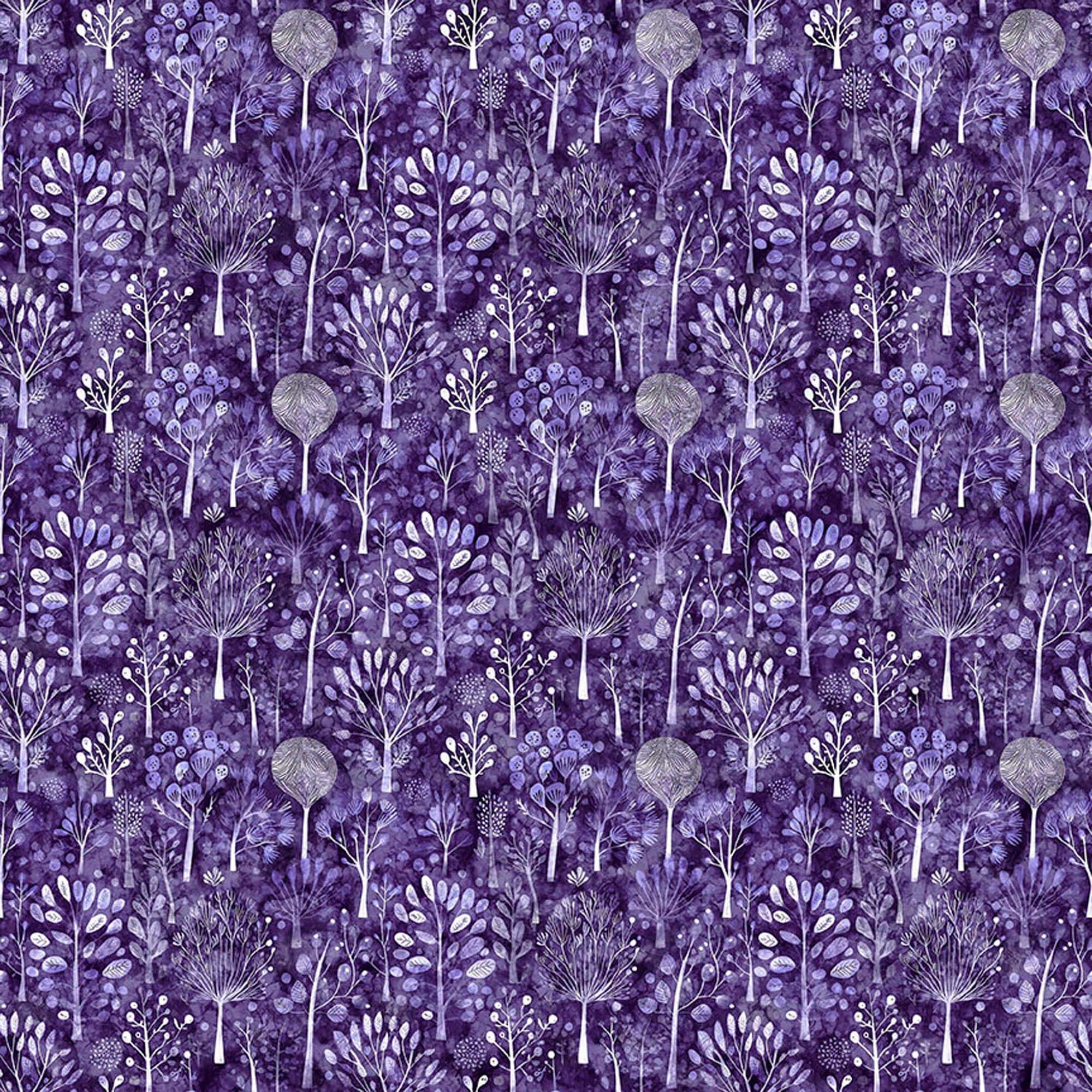 Night Owls Trees 31570 Purple V - QT Fabrics - Plants Nature Outdoors Forest - Quilting Cotton Fabri