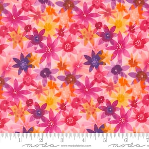 Flower Patches Garden 21827 Bubblegum - Moda Fabrics - Floral Blossoms Petals Abstract - Quilting Cotton Fabric
