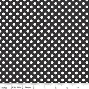 Small Dots White on Black by Riley Blake Designs - Polka Dots - Quilting Cotton Fabric