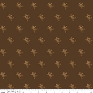 OFERTA Tela navideña marrón con estampado de pan de jengibre - C17855 - Tela de algodón para patchwork Riley Blake