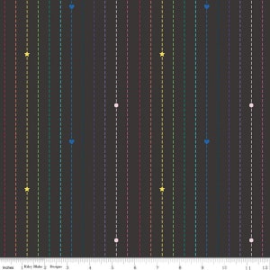 20&quot; End of Bolt - SALE Imagine Dashing Rainbow C12165 Charcoal - Riley Blake -Dashed Lines Stripes Geometric Shapes - Quilting Cotton Fabric