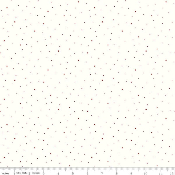 SALE Dapple Dot on White C645 Barn Red by Riley Blake Designs - Scattered Pin Dots Dotted - Quilting Cotton Fabric