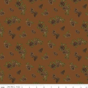 SALE Pine Grove Pinecones C15933 Brown - Riley Blake Designs - Scattered Pine Cones Tree - Quilting Cotton Fabric