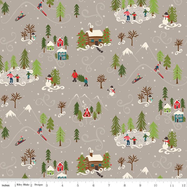 Winter Scene Fabric Etsy