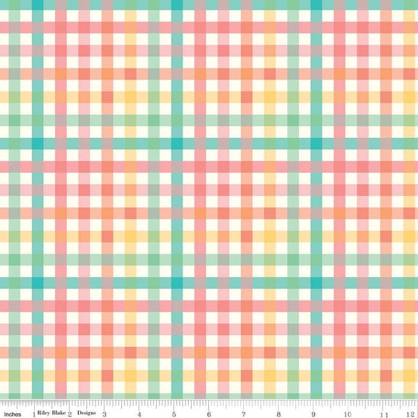 Gingham Cottage PRINTED Gingham C13014 Multi - Riley Blake Designs - Multiple Colors Cream Checks Check - Quilting Cotton Fabric