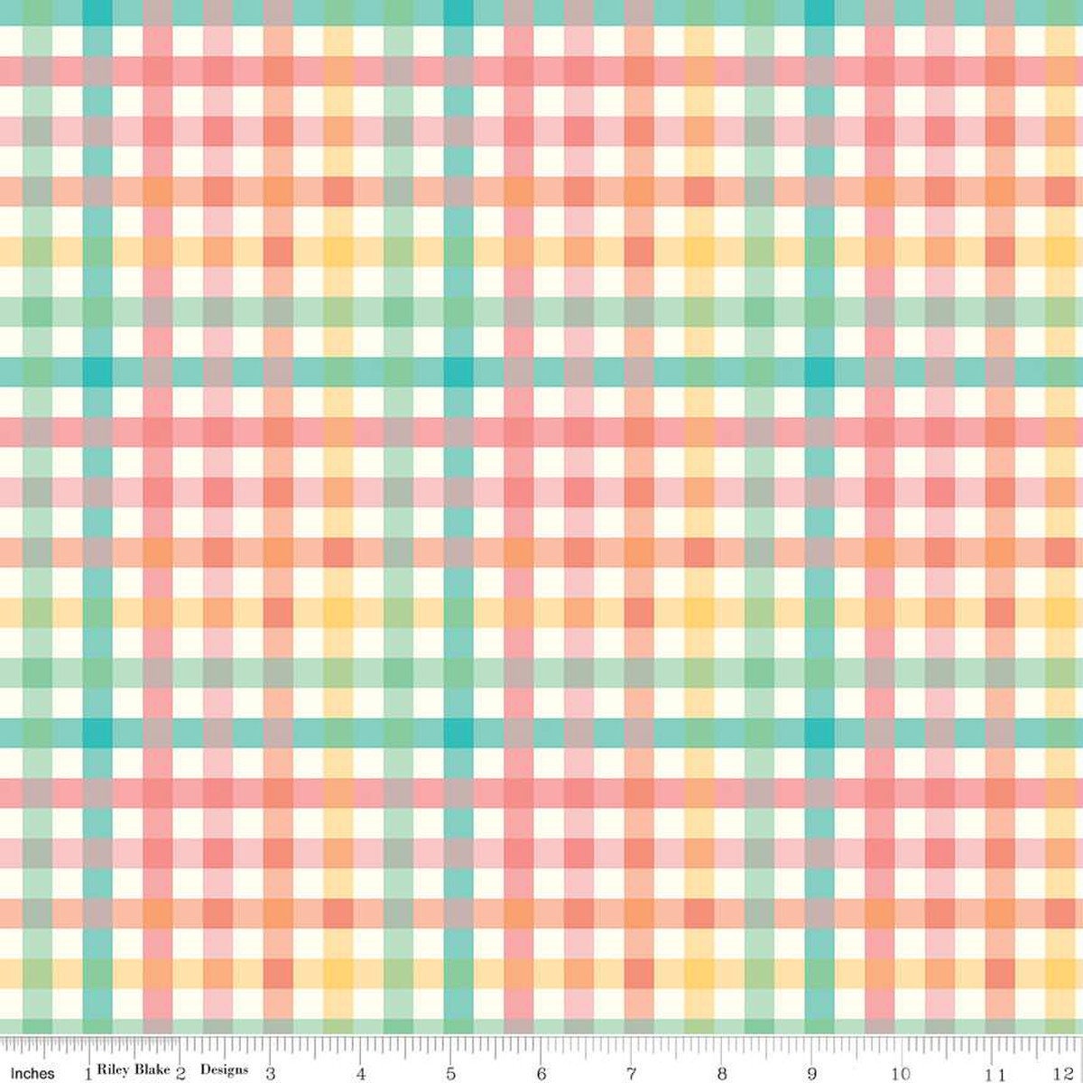 Gingham Cottage PRINTED Gingham C13014 Multi - Riley Blake Designs -  Multiple Colors Cream Checks Check - Quilting Cotton Fabric
