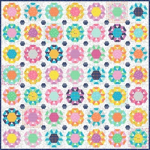 Daisy Ribbons Quilt PATTERN and Templates N093 by Sue Daley Designs - Riley Blake - INSTRUCTIONS Only - English Paper Piecing Paper Included