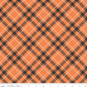 Hey Bootiful Plaid C13133 Orange - Riley Blake Designs - Halloween Diagonal Plaid - Quilting Cotton Fabric
